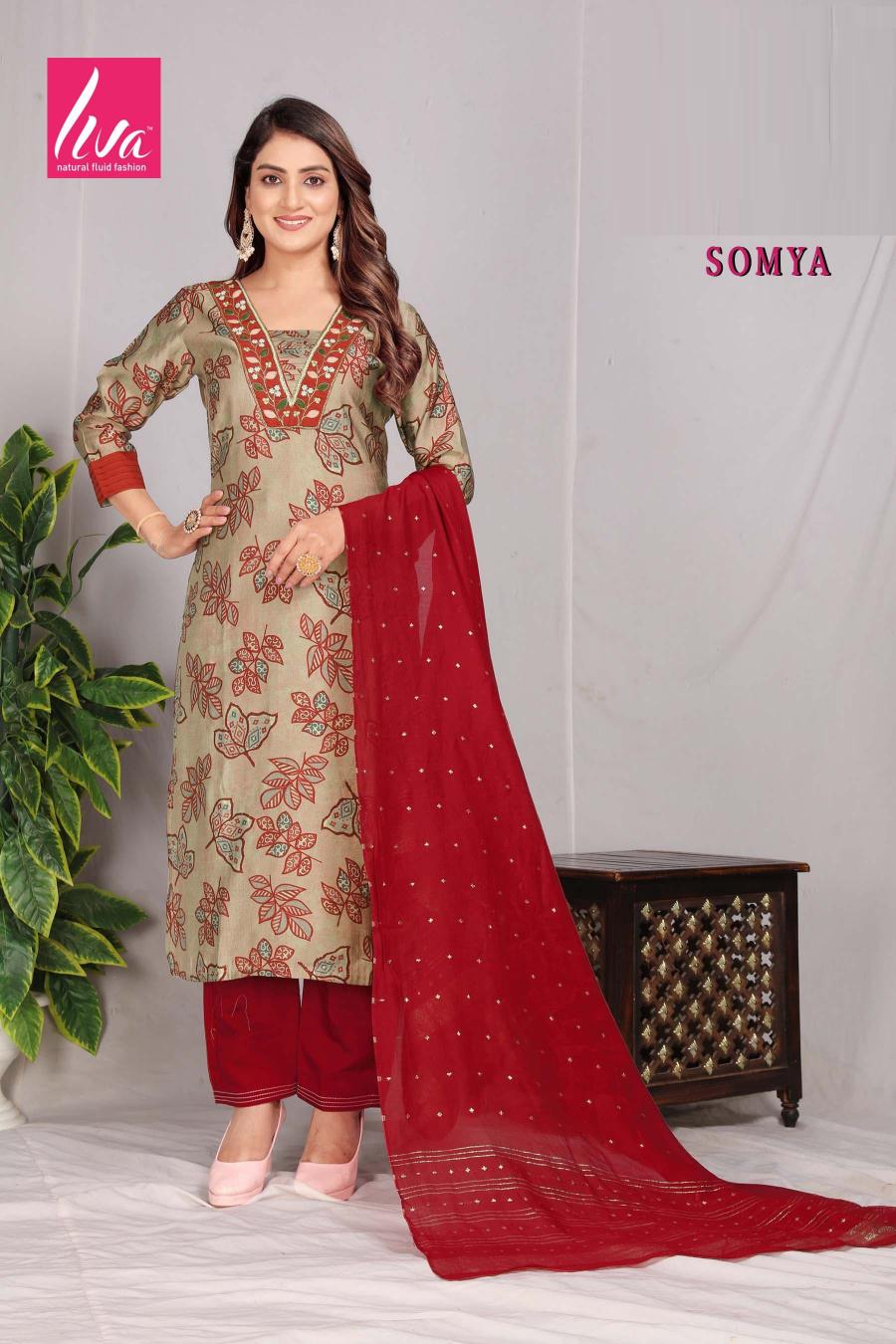 Felocity Somya Vol 1 Catalog Saffron Silk Soft Foil latest printed kurtis catalogue