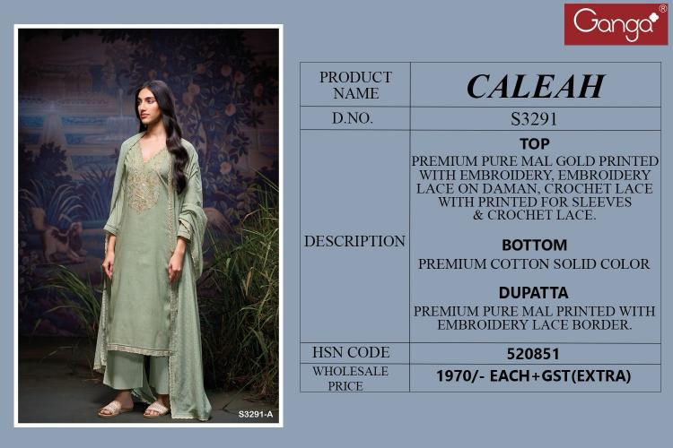 Ganga Caleah 3291 catalog pakistani cotton salwar suit 