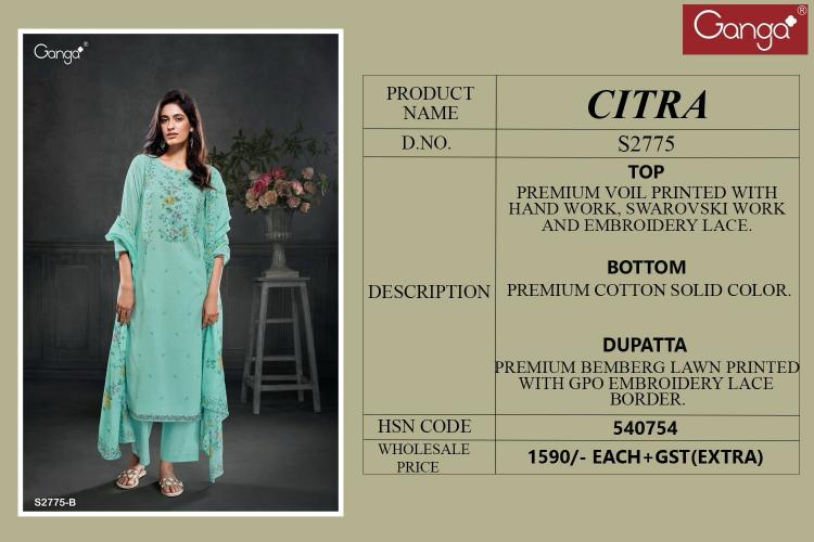 Ganga Citra 2775 Catalog hand work salwar kameez designs
