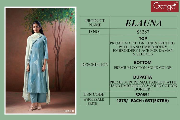Ganga Elauna 3287 catalog best quality salwar suits