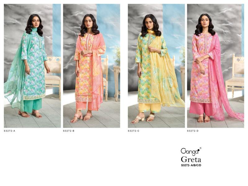 Ganga Greta 3272 Catalog  cotton printed salwar kameez designs