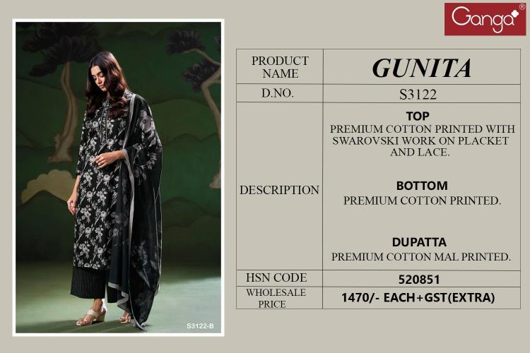 Ganga Gunita 3122 Catalog party wear suits for female