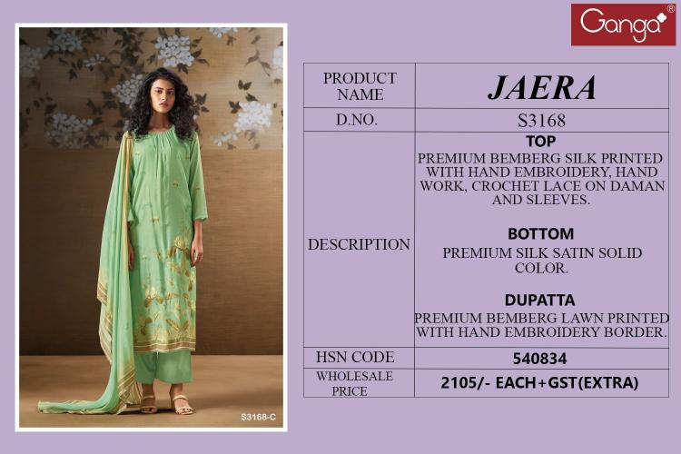 Ganga Jaera 3168 Catalog suits wholesaler in delhi with price