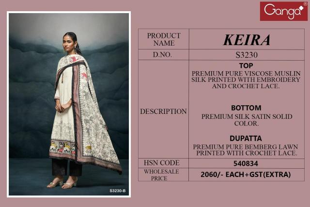 Ganga Keira 3230 Catalog wholesale salwar kameez silky by alisa