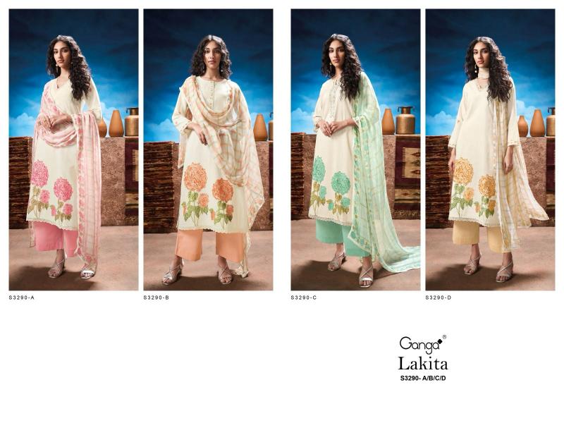 Ganga Lakita 3290 catalog pakistani cotton suits online india