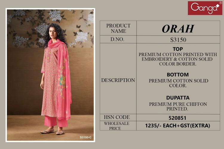 Ganga Orah 3150 Catalog salwar kameez suits wholesale online