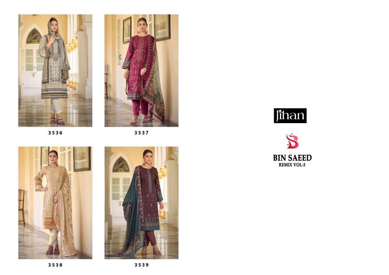 Jihan Bin Saeed Remix Vol 3 Lawn Collection Catalog brands of pakistani suits