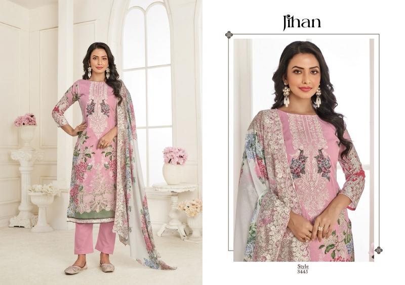 Jihan Needle Wonder Vol 4 catalog Chiffon Dupatta wholesale pakistani suites