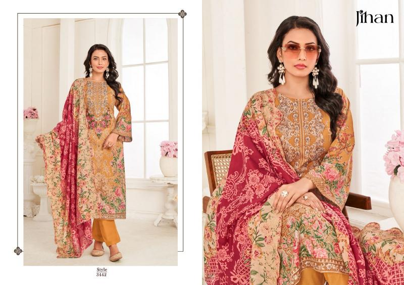 Jihan Needle Wonder Vol 4 catalog Chiffon Dupatta wholesale pakistani suites
