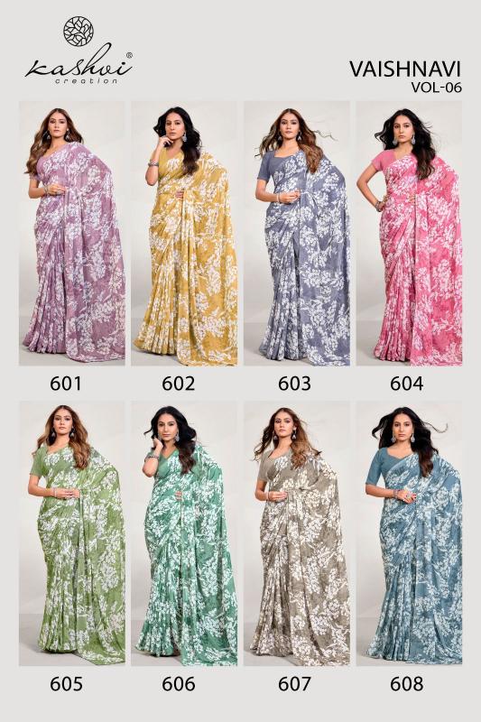 Kashvi Vaishnavi Vol 6 Catalog lali mix india georgette sarees