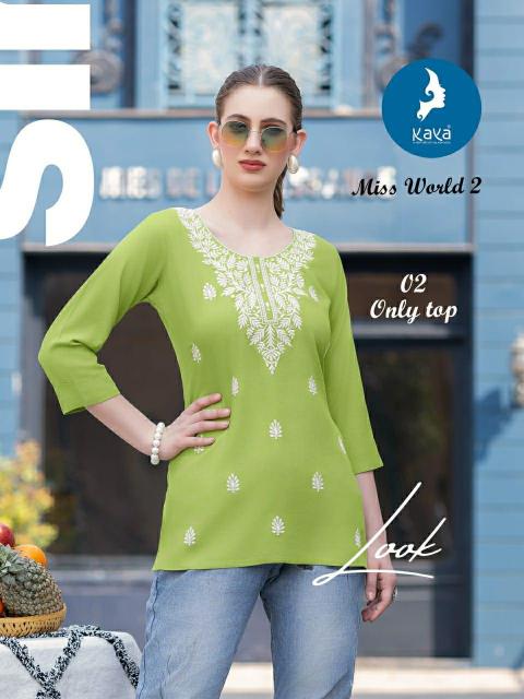 Kaya Miss World 2 catalog Rayon Western Short Top kurti