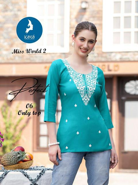 Kaya Miss World 2 catalog Rayon Western Short Top kurti