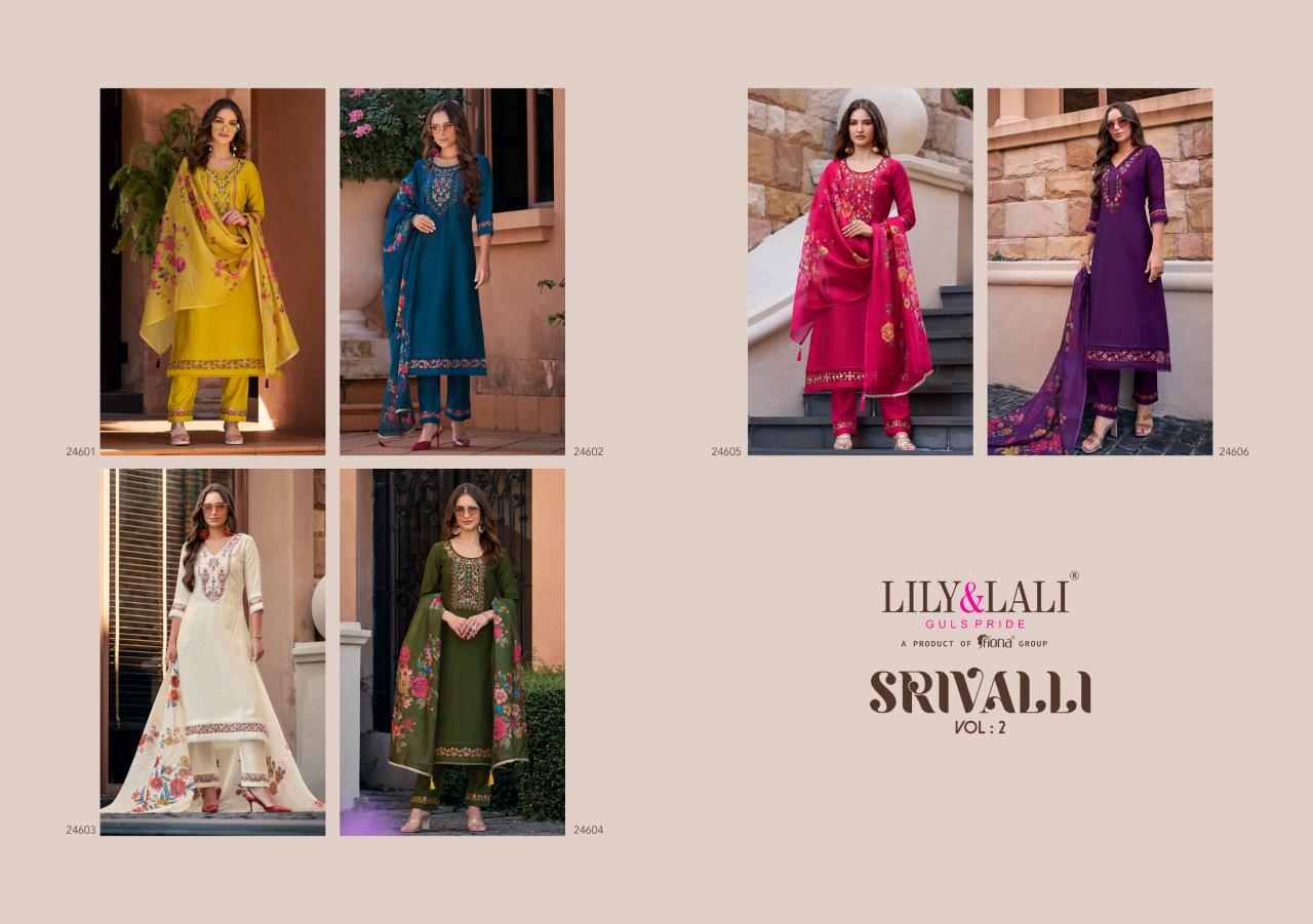 Lily & Lali Srivalli Vol 2 catalogue boat neck front and back kurti design 