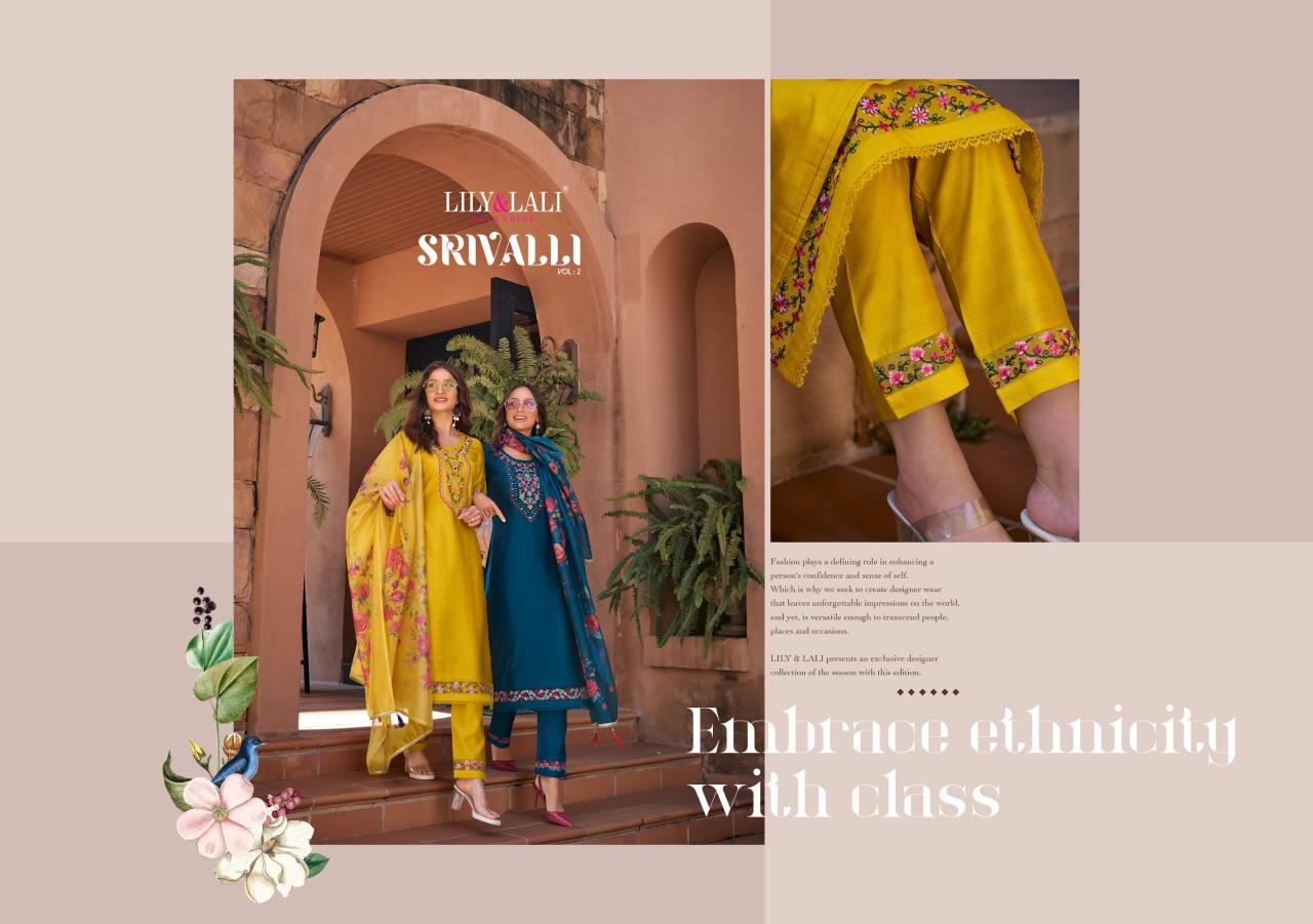 Lily & Lali Srivalli Vol 2 catalogue boat neck front and back kurti design 