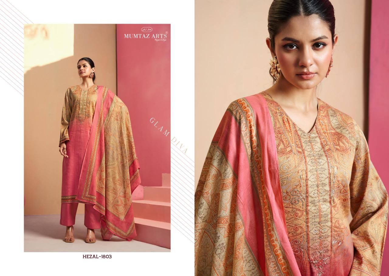 Mumtaz Hezal Catalog Jam Satin Digital Printed chickpet bangalore wholesale dress materials
