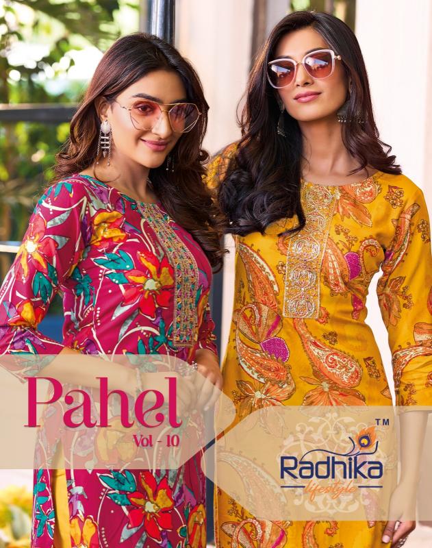 Radhika Lifestyle Pahel Vol 10 catalog girls in kurti catalogue png file with white background