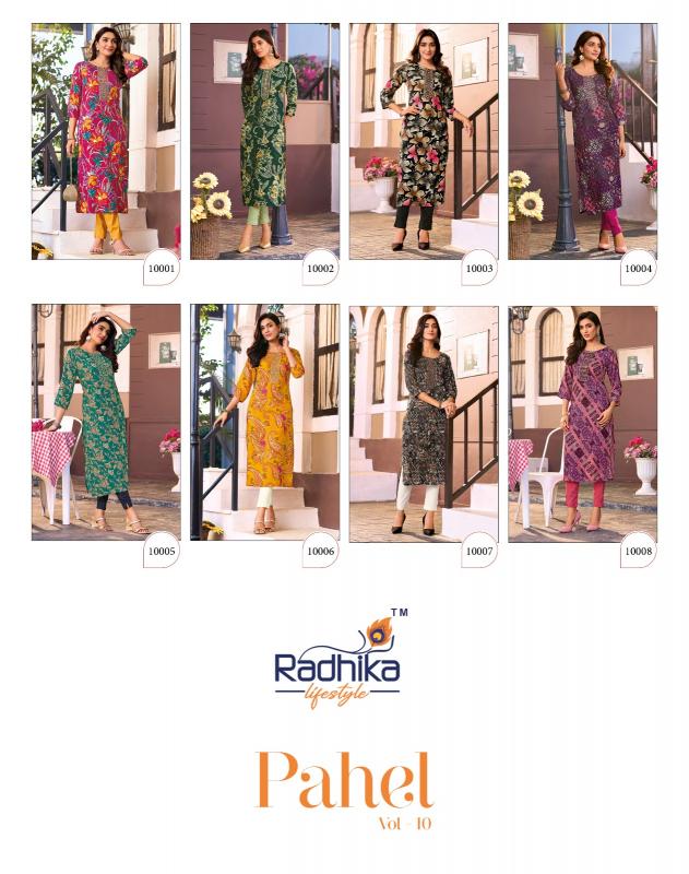 Radhika Lifestyle Pahel Vol 10 catalog girls in kurti catalogue png file with white background