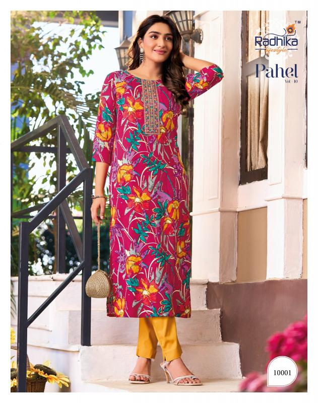 Radhika Lifestyle Pahel Vol 10 catalog girls in kurti catalogue png file with white background