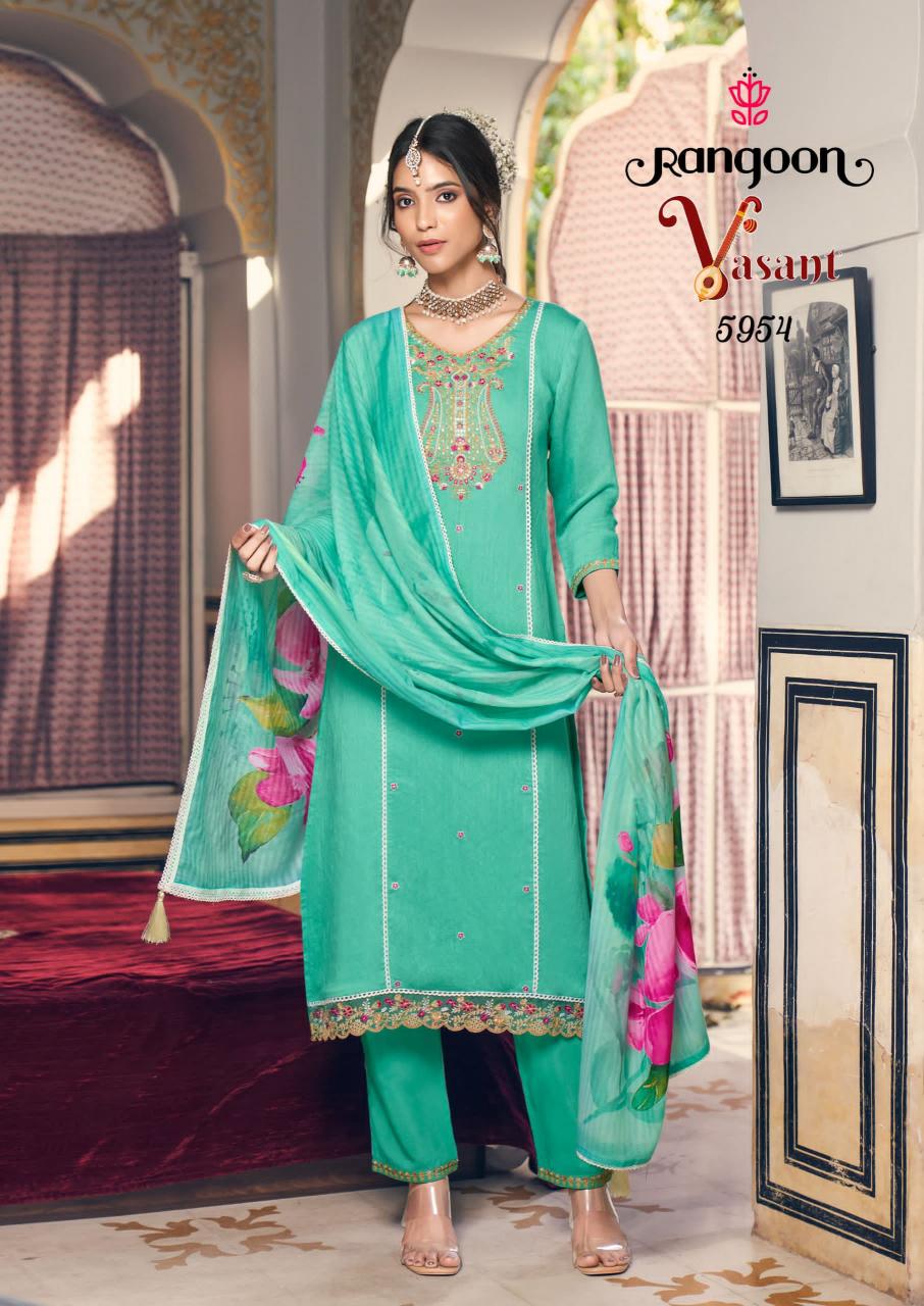 Rangoon Vasant catalog Viscose With Embroidery floral kurti catalogue
