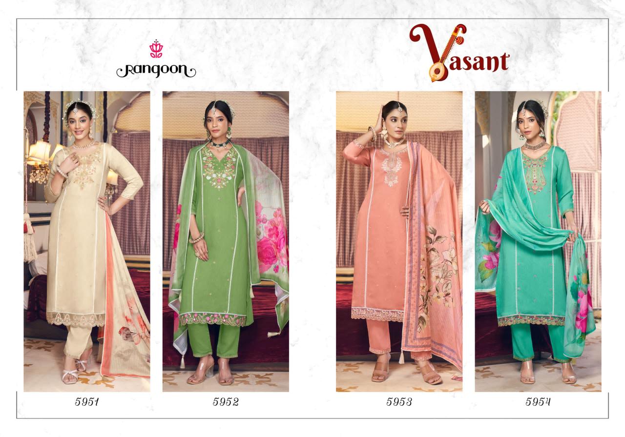 Rangoon Vasant catalog Viscose With Embroidery floral kurti catalogue