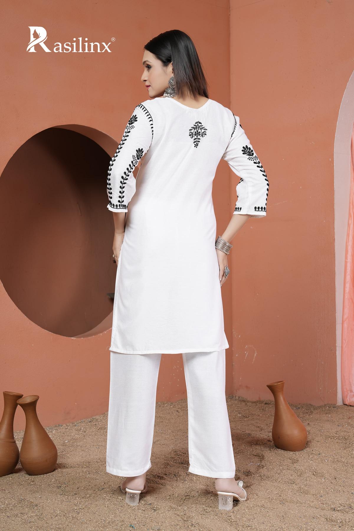 Rasili Nx Siya Catalog Chikankari Stylish kurti white catalogue surat