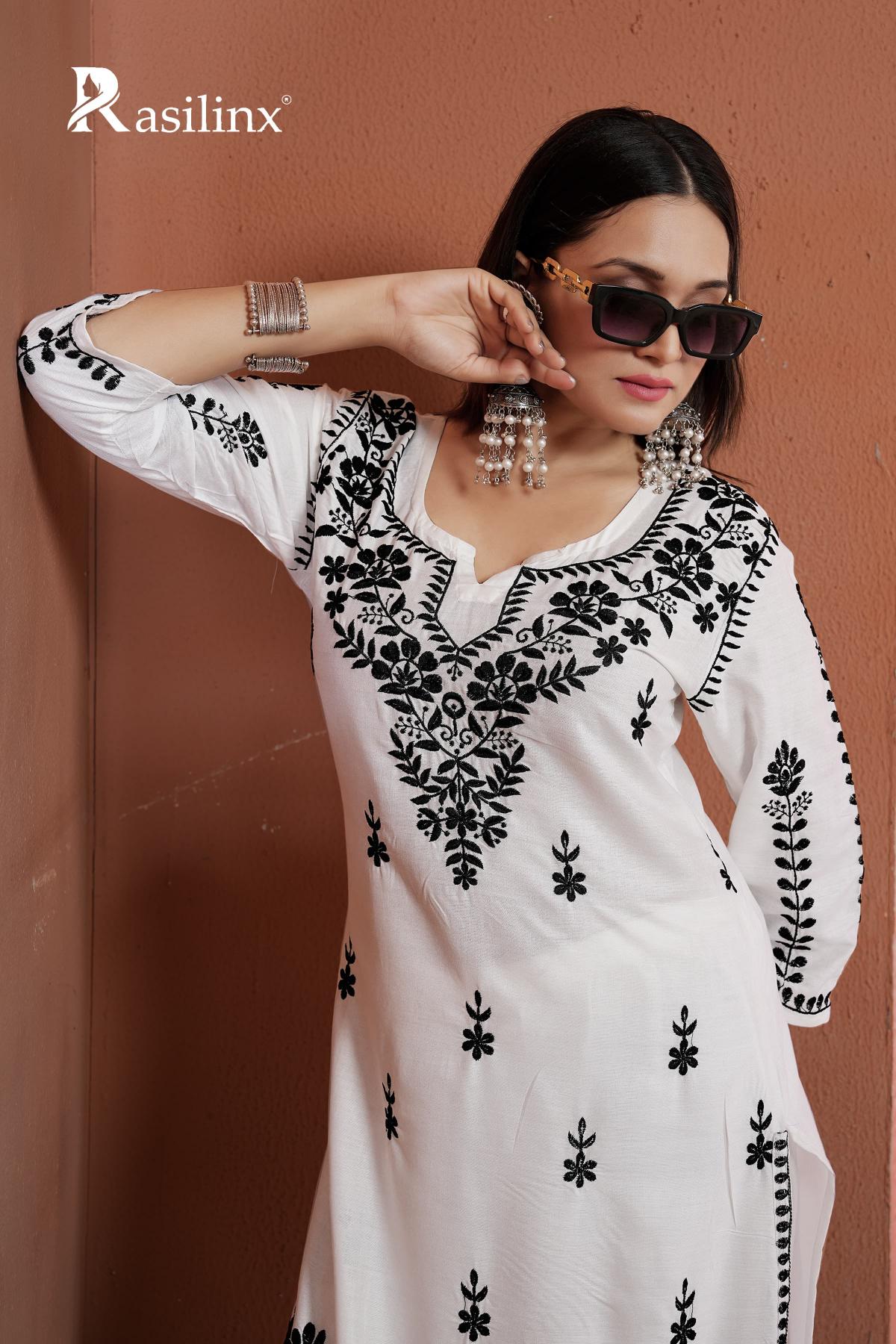 Rasili Nx Siya Catalog Chikankari Stylish kurti white catalogue surat