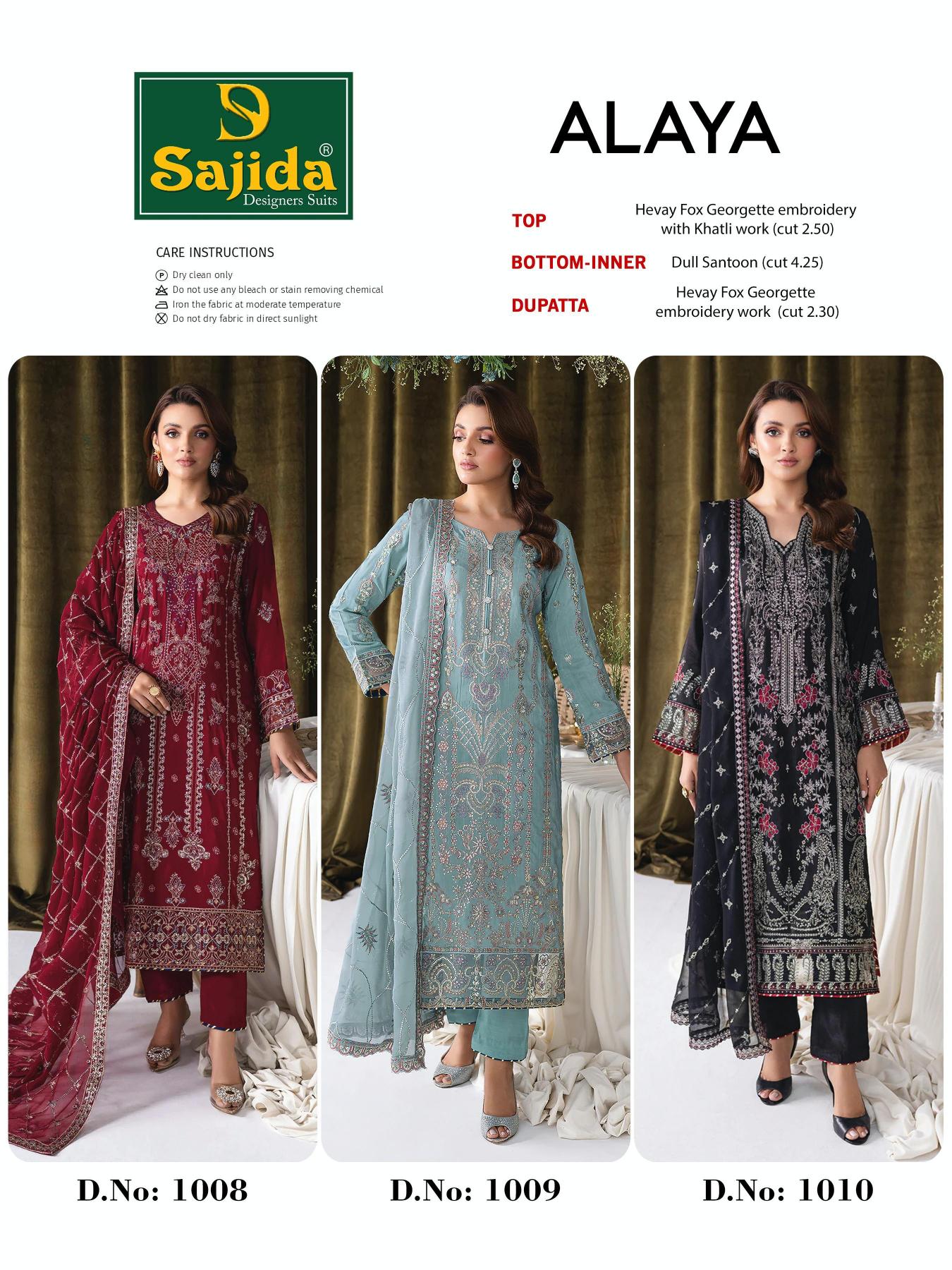 Sajida Alaya Vol 1 (1008 to 1010) Catalog pakistani winter suits online india