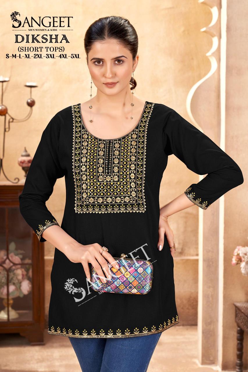 Sangeet Diksha Catalog Rayon Multi Embroidered Short kurtis wholesaler in jaipur