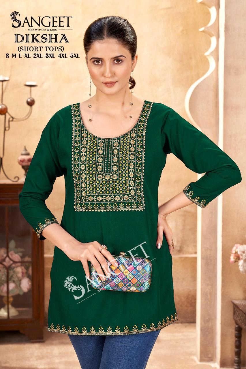 Sangeet Diksha Catalog Rayon Multi Embroidered Short kurtis wholesaler in jaipur