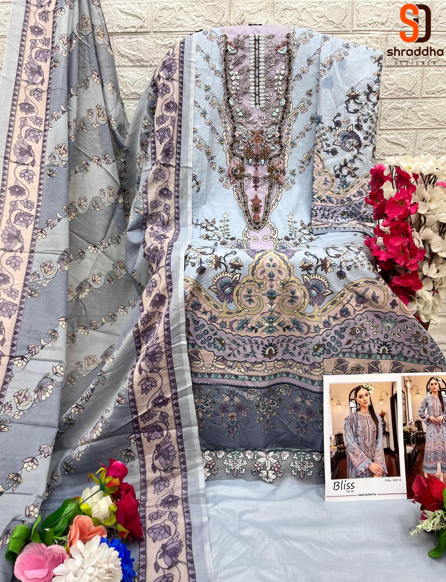 Sharaddha Bliss Vol 6 Catalog Chiffon Dupatta cheap pakistani suits online india