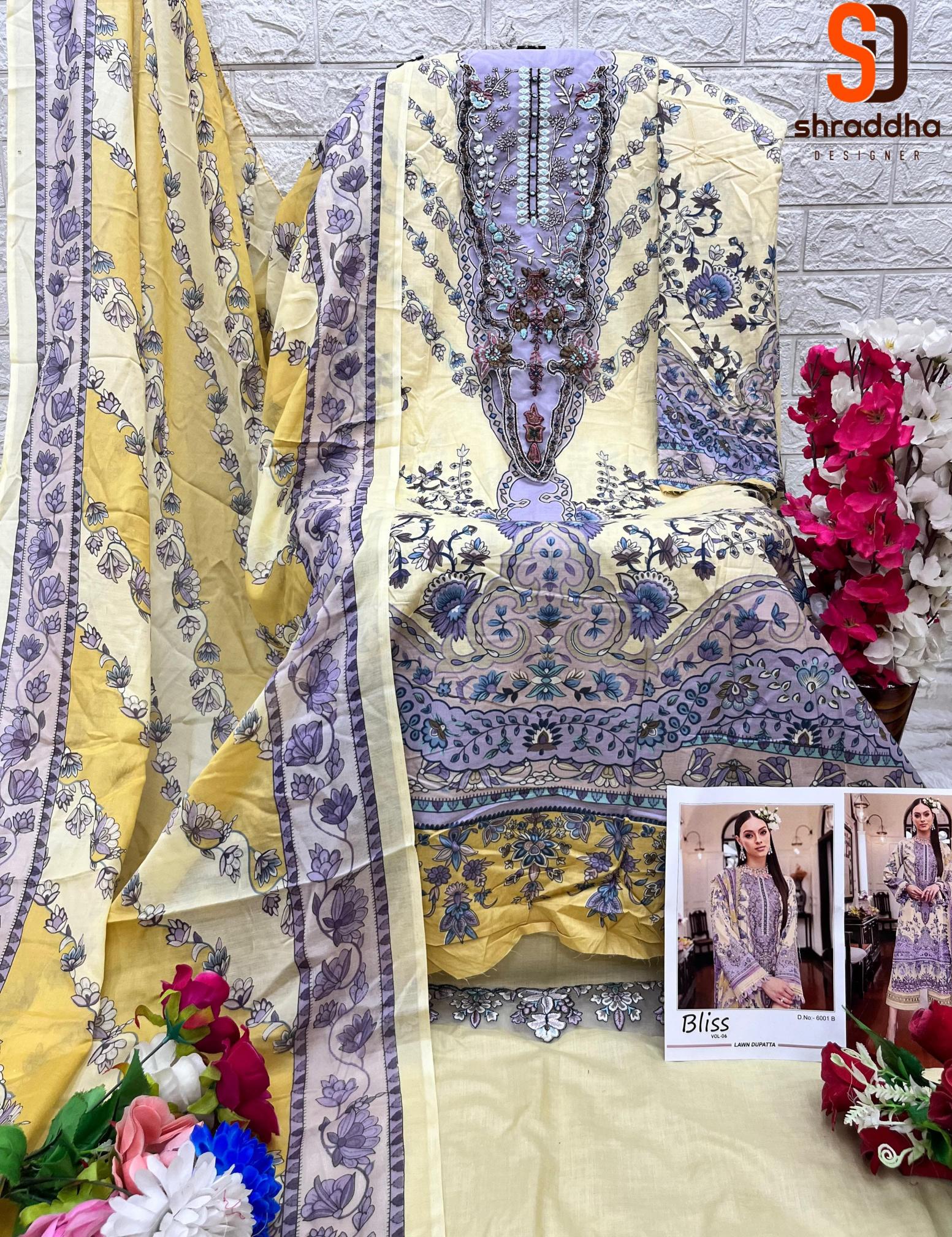 Sharaddha Bliss Vol 6 Catalog Chiffon Dupatta cheap pakistani suits online india