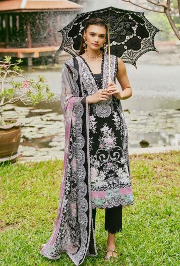 Shraddha Needle Wonder Vol 4 Chiffon Dupatta Catalog black pakistani suit online