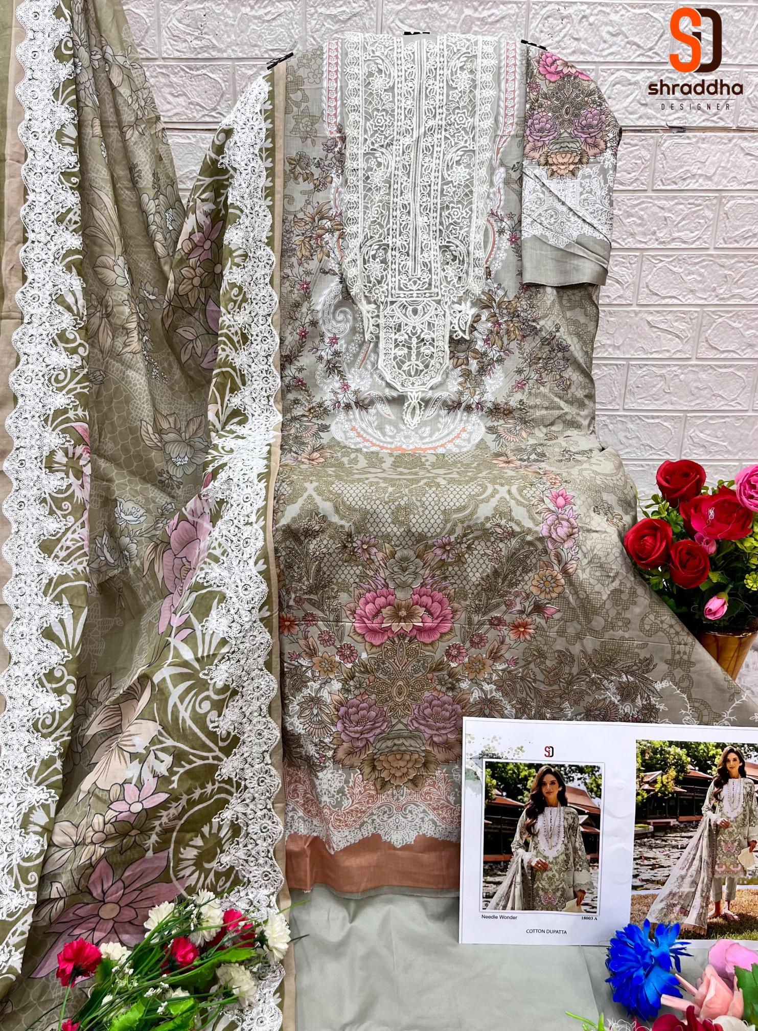 Shraddha Needle Wonder Vol 4 Chiffon Dupatta Catalog black pakistani suit online