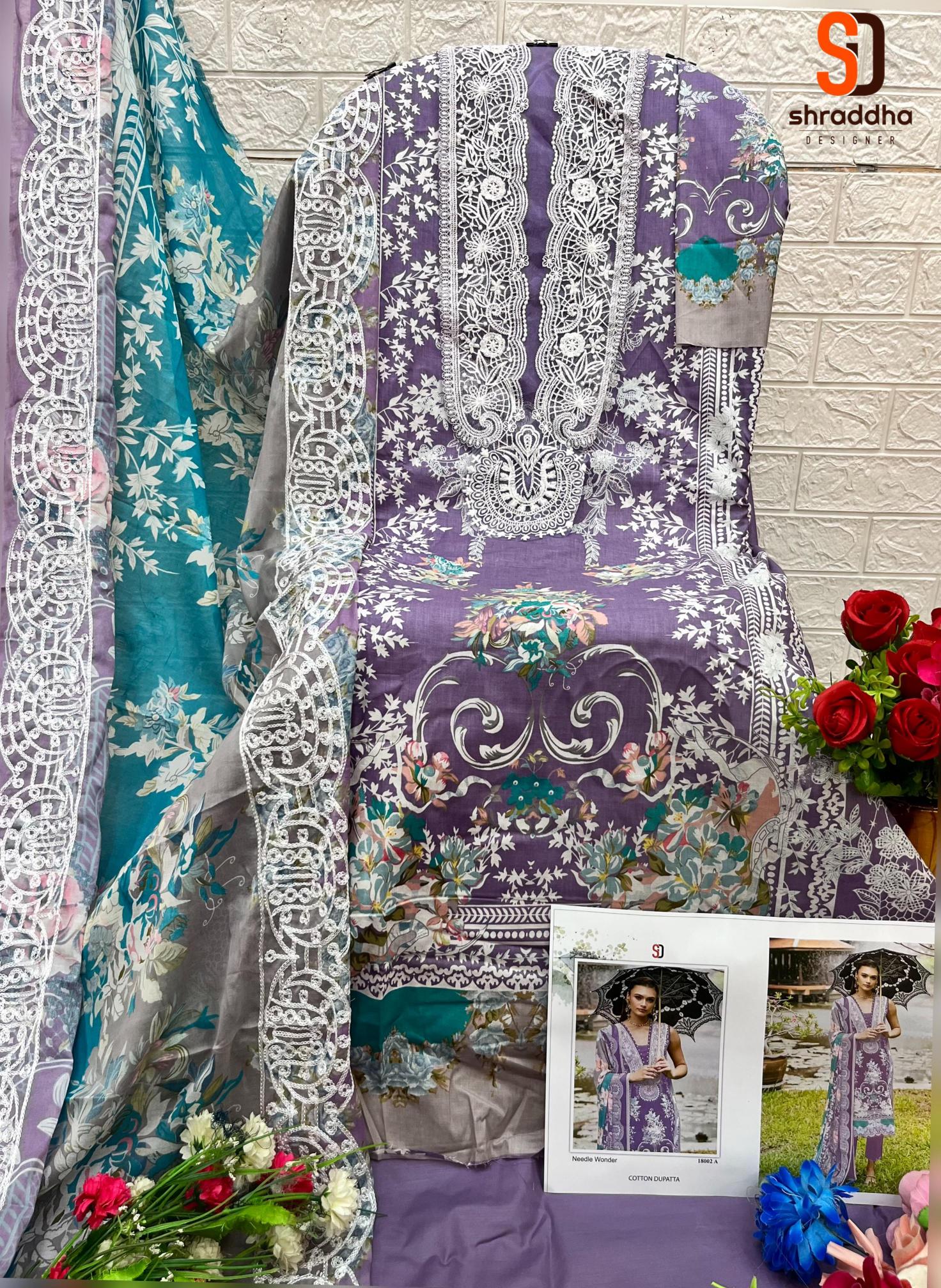 Shraddha Needle Wonder Vol 4 Chiffon Dupatta Catalog black pakistani suit online