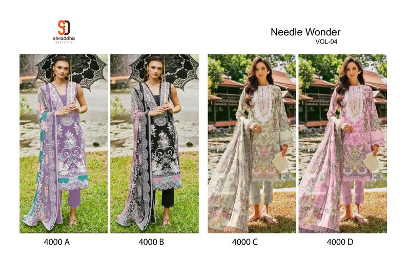 Shraddha Needle Wonder Vol 4 Chiffon Dupatta Catalog black pakistani suit online