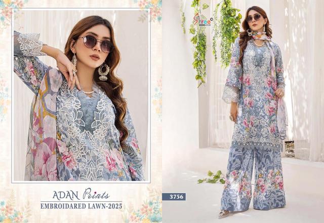 Shree Fabs Adan Prints Embroidered Lawn 2025 Catalog Chiffon Dupatta wholesale pakistani suits india