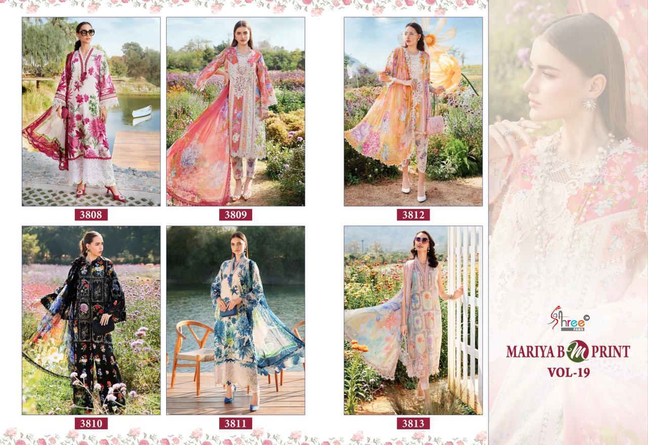 Shree Fabs Mariya B M Print Vol 19 catalog chiffon Dupatta unstitched suits pakistani uk