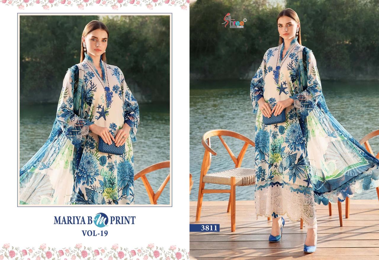 Shree Fabs Mariya B M Print Vol 19 catalog chiffon Dupatta unstitched suits pakistani uk