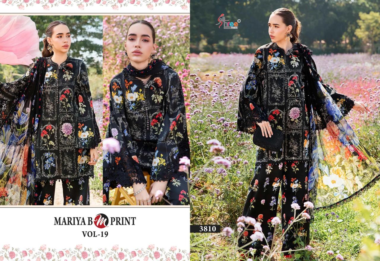 Shree Fabs Mariya B M Print Vol 19 catalog chiffon Dupatta unstitched suits pakistani uk