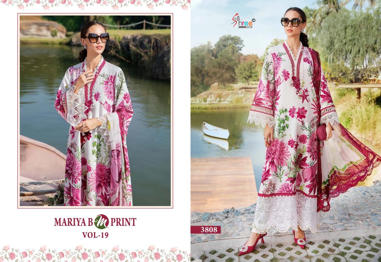 Shree Fabs Mariya B M Print Vol 19 catalog chiffon Dupatta unstitched suits pakistani uk