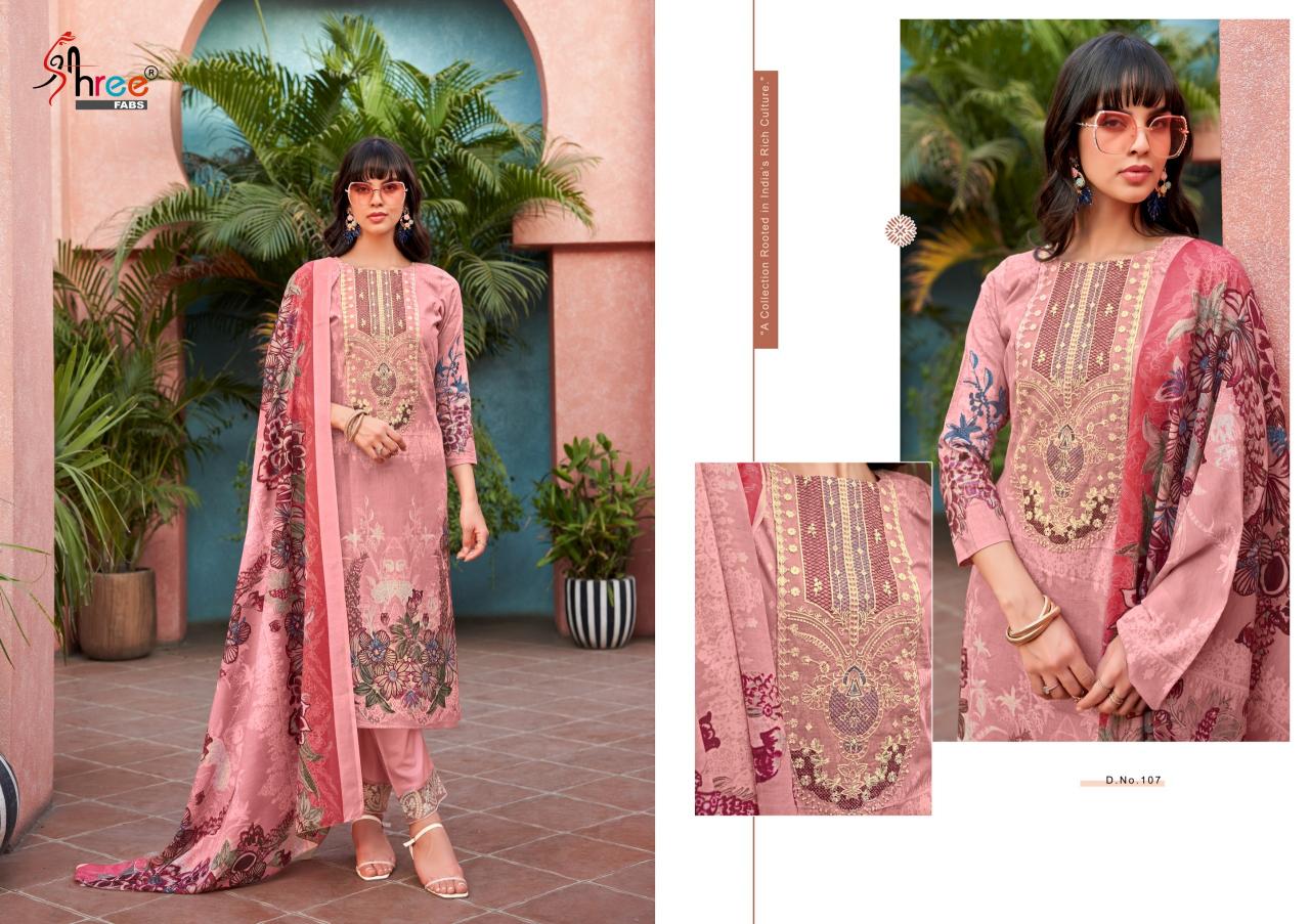 Shree Fabs Mashaal Emb Lawn Collection Vol 1 Chiffon Dupatta pakistani suits wholesale surat