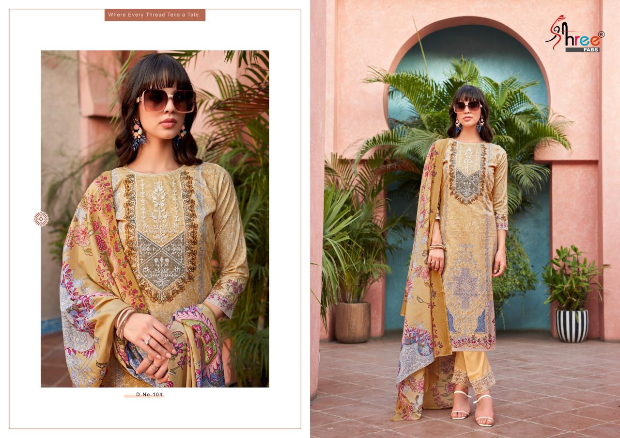 Shree Fabs Mashaal Emb Lawn Collection Vol 1 Chiffon Dupatta pakistani suits wholesale surat