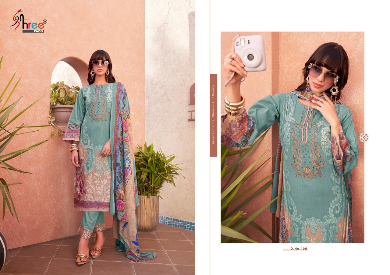 Shree Fabs Mashaal Emb Lawn Collection Vol 1 Chiffon Dupatta pakistani suits wholesale surat