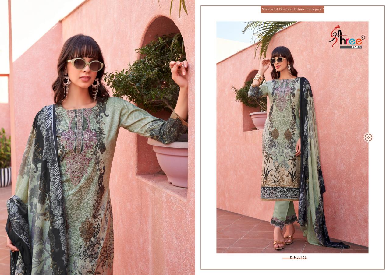 Shree Fabs Mashaal Emb Lawn Collection Vol 1 Chiffon Dupatta pakistani suits wholesale surat