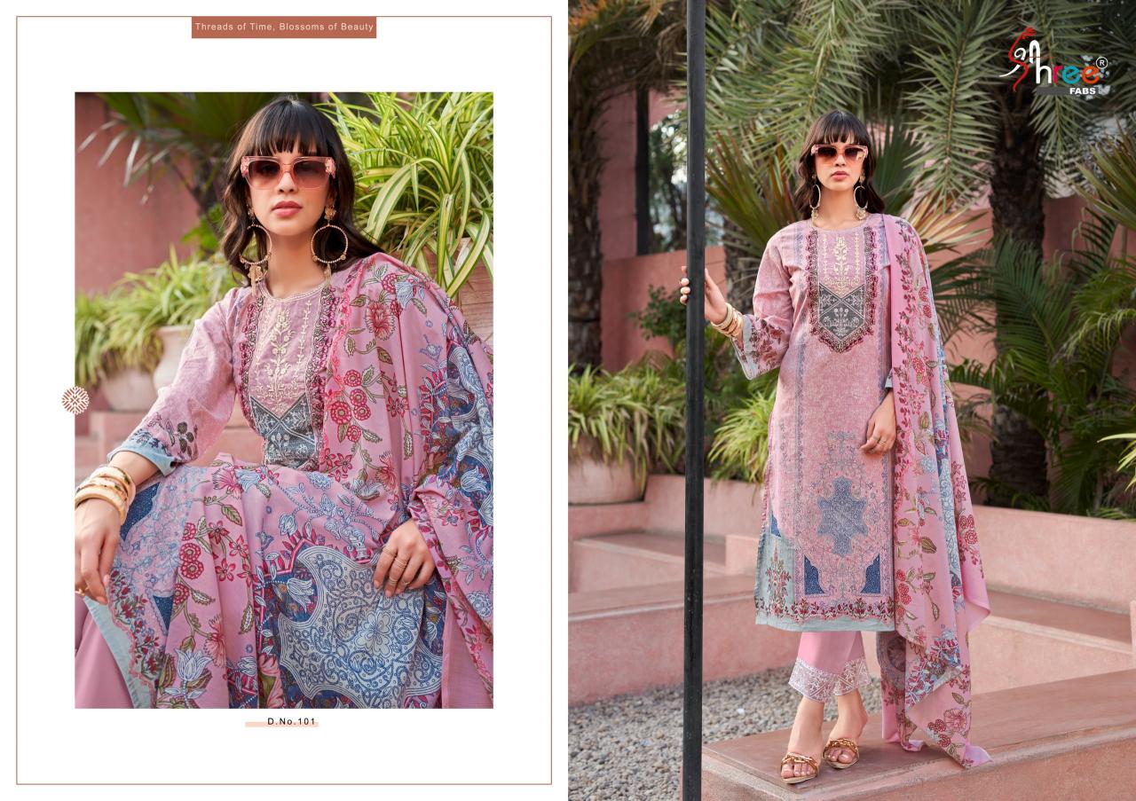 Shree Fabs Mashaal Emb Lawn Collection Vol 1 Chiffon Dupatta pakistani suits wholesale surat