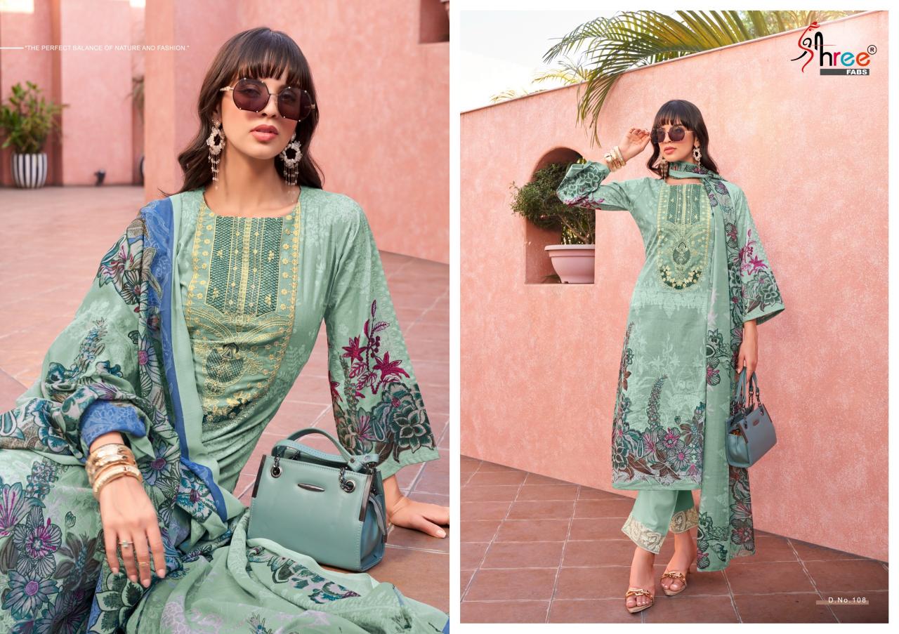 Shree Fabs Mashaal Emb Lawn Collection Vol 1catalog Cotton Dupatta pakistani suits suppliers