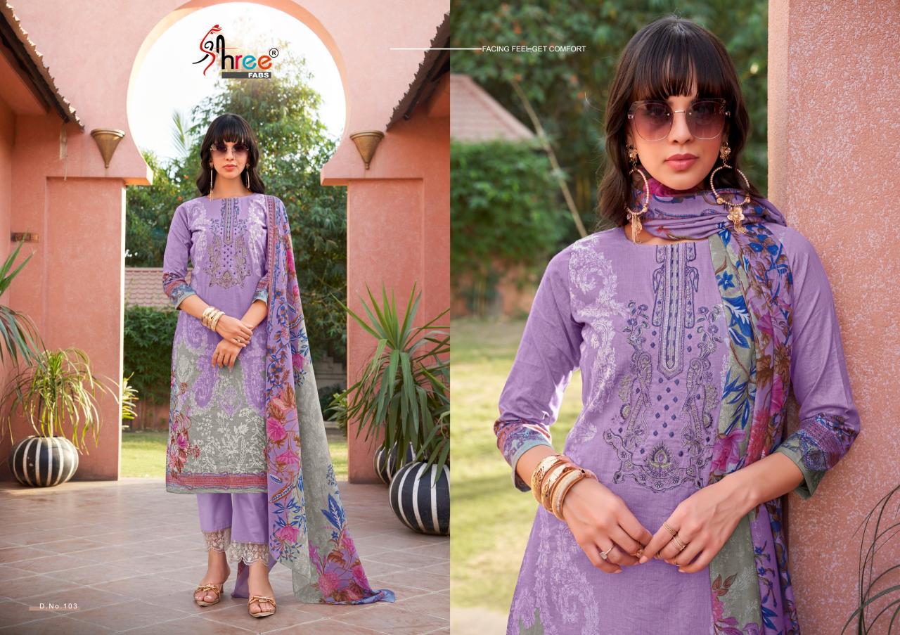 Shree Fabs Mashaal Emb Lawn Collection Vol 1catalog Cotton Dupatta pakistani suits suppliers