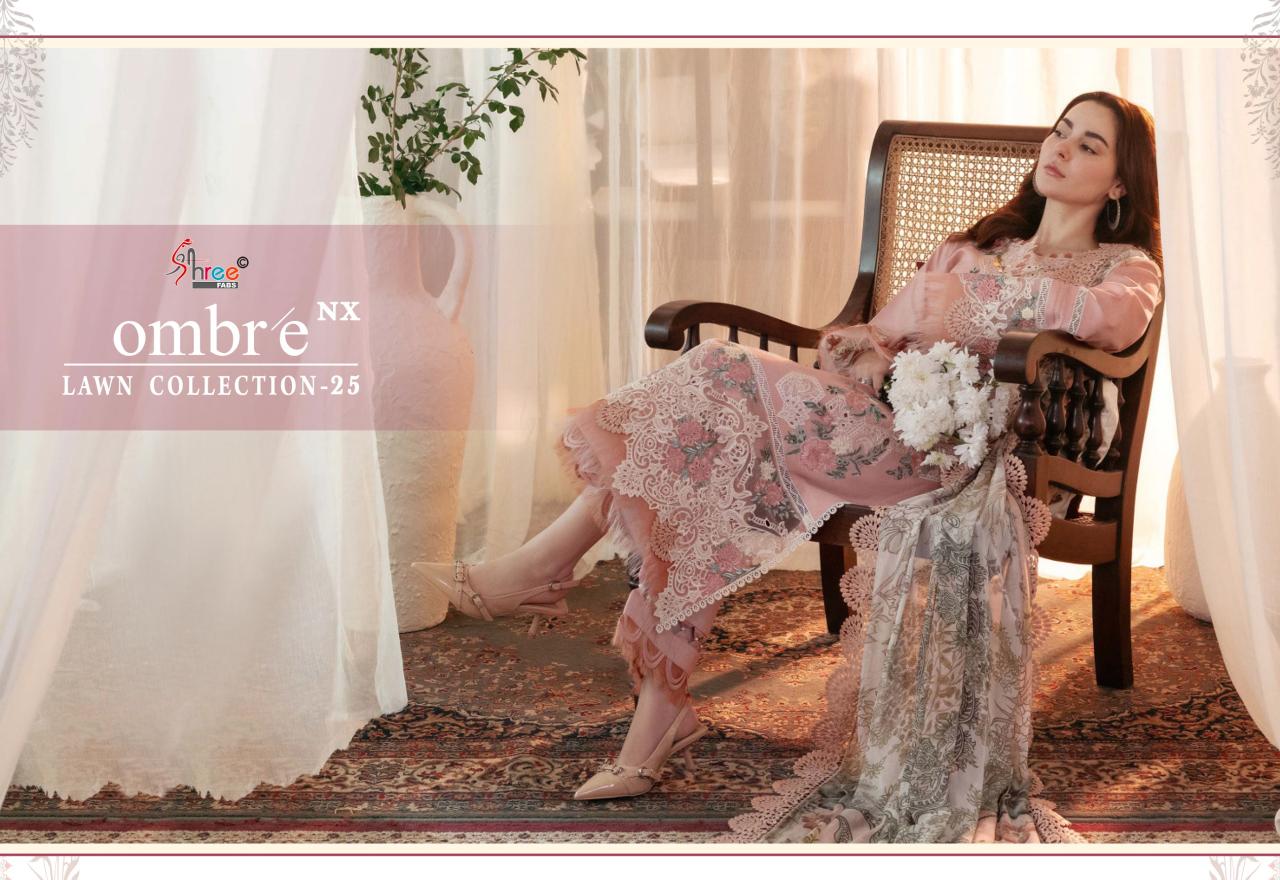 Shree Fabs Ombre Lawn Collection 2025 Vol 1 NX Catalog Chiffon Dupatta pakistani suits online pk