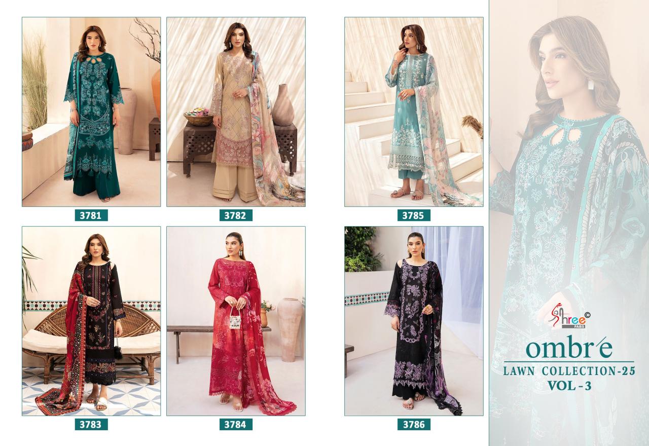 Shree Fabs Ombre Lawn Collection 25 Vol 3 Chiffon Dupatta catalog pakistani suits png