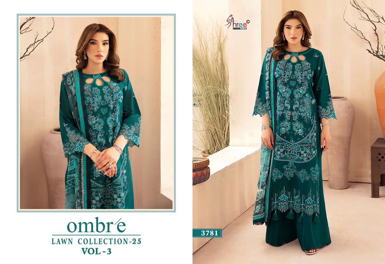 Shree Fabs Ombre Lawn Collection 25 Vol 3 Chiffon Dupatta catalog pakistani suits png